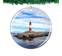 Weekino Argentina Lighthouse Ushuaia Christmas Ornament City Travel Souvenir Collection Double Sided Porcelain 2.85 Inch Hanging Tree Decoration