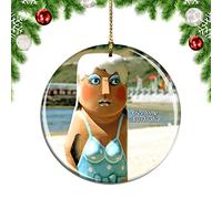 Weekino Australia Eastern Beach Reserve Geelong Christmas Xmas Tree Ornament Decoration Hanging Pendant Decor City Travel Souvenir Collection Double Sided Porcelain 2.85 Inch