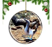 Weekino Ecuador Blue-Footed Boobie Galapagos Christmas Xmas Tree Ornament Decoration Hanging Pendant Decor City Travel Souvenir Collection Double Sided Porcelain 2.85 Inch