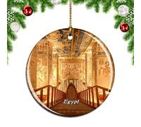 Weekino Egypt Tomb Pyramid Christmas Xmas Tree Ornament Decoration Hanging Pendant Decor City Travel Souvenir Collection Double Sided Porcelain 2.85 Inch