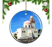 Weekino Floating Mosque Jeddah Saudi Arabia Christmas Xmas Tree Ornament Decoration Hanging Pendant Decor City Travel Souvenir Collection Double Sided Porcelain 2.85 Inch