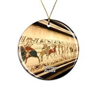Weekino France Museum of the Bayeux Tapestry Christmas Xmas Tree Ornament Decoration Hanging Pendant Decor City Travel Souvenir Collection Double Sided Porcelain 2.85 Inch
