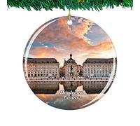 Weekino France Royal Square The Water Mirror Bordeaux Christmas Ornament City Travel Souvenir Collection Double Sided Porcelain 2.85 Inch Hanging Tree Decoration