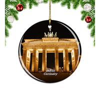 Weekino Germany Brandenburg Gate Berlin Christmas Xmas Tree Ornament Decoration Hanging Pendant Decor City Travel Souvenir Collection Double Sided Porcelain 2.85 Inch