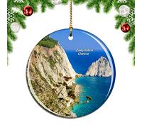Weekino Greece Zakynthos Crete Christmas Xmas Tree Ornament Decoration Hanging Pendant Decor City Travel Souvenir Collection Double Sided Porcelain 2.85 Inch