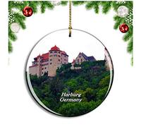 Weekino Harburg Castle Germany Christmas Ornament Xmas Tree Decoration Hanging Pendant Travel Souvenir Collection Double Sided Porcelain 2.85 Inch