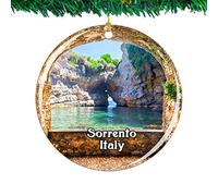Weekino Italy Giovanna Beach Sorrento Christmas Ornament City Travel Souvenir Collection Double Sided Porcelain 2.85 Inch Hanging Tree Decoration