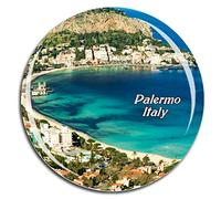 Weekino Italy Mondello Palermo Sicily Fridge Magnet 3D Crystal Glass Tourist City Travel Souvenir Collection Gift Strong Refrigerator Sticker