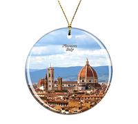 Weekino Italy Old Town Florence Christmas Xmas Tree Ornament Decoration Hanging Pendant Decor City Travel Souvenir Collection Double Sided Porcelain 2.85 Inch