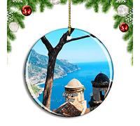 Weekino Italy Ravello Amalfi Coast Christmas Xmas Tree Ornament Decoration Hanging Pendant Decor City Travel Souvenir Collection Double Sided Porcelain 2.85 Inch