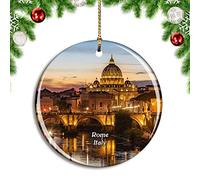 Weekino Italy Rome Christmas Xmas Tree Ornament Decoration Hanging Pendant Decor City Travel Souvenir Collection Double Sided Porcelain 2.85 Inch