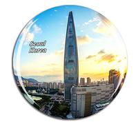 Weekino Korea Lotte World Tower Seoul Fridge Magnet 3D Crystal Glass Tourist City Travel Souvenir Collection Gift Strong Refrigerator Sticker