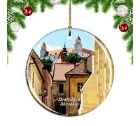 Weekino Old Town Bratislava Slovakia Christmas Xmas Tree Ornament Decoration Hanging Pendant Decor City Travel Souvenir Collection Double Sided Porcelain 2.85 Inch