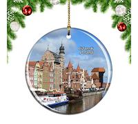 Weekino Poland Gdansk Christmas Xmas Tree Ornament Decoration Hanging Pendant Decor City Travel Souvenir Collection Double Sided Porcelain 2.85 Inch