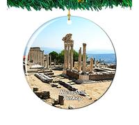 Weekino Priene Kusadasi Turkey Christmas Ornament City Travel Souvenir Collection Double Sided Porcelain 2.85 Inch Hanging Tree Decoration