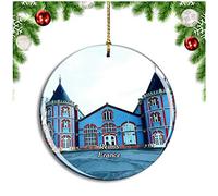 Weekino Reims France Champagnes Pommery Christmas Ornament Xmas Tree Decoration Hanging Pendant Travel Souvenir Collection Double Sided Porcelain 2.85 Inch