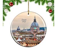 Weekino Rome Italy Christmas Xmas Tree Ornament Decoration Hanging Pendant Decor City Travel Souvenir Collection Double Sided Porcelain 2.85 Inch