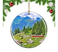 Weekino Switzerland Jungfrau Christmas Xmas Tree Ornament Decoration Hanging Pendant Decor City Travel Souvenir Collection Double Sided Porcelain 2.85 Inch