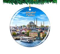 Weekino Turkey Istanbul Christmas Ornament City Travel Souvenir Collection Double Sided Porcelain 2.85 Inch Hanging Tree Decoration