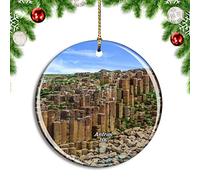 Weekino UK England Antrim Castle Gardens Giants Causeway Christmas Xmas Tree Ornament Decoration Hanging Pendant Decor City Travel Souvenir Collection Double Sided Porcelain 2.85 Inch