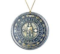 Weekino USA America Freedom Trail Boston Christmas Xmas Tree Ornament Decoration Hanging Pendant Decor City Travel Souvenir Collection Double Sided Porcelain 2.85 Inch