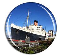 Weekino USA America Long Beach The Queen Mary Fridge Magnet Travel Souvenir City Collection 3D Crystal Glass Gift Strong Refrigerator Sticker