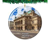Weekino Vienna State Opera Vienna Austria Christmas Ornament City Travel Souvenir Collection Double Sided Porcelain 2.85 Inch Hanging Tree Decoration