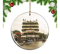 Weekino Vietnam Hanoi Christmas Xmas Tree Ornament Decoration Hanging Pendant Decor City Travel Souvenir Collection Double Sided Porcelain 2.85 Inch