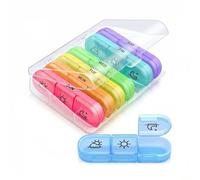 Weekly 3 Times a Day Pill Organizer - Large 7 Day Medicine Planner with Separate Daily Containers, Clear Storage Case, Easy Open Lids, Travel Pill Box for Vitamins, Supplements & Medication, Rainbow