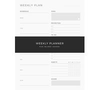 Weekly Action Planner: Undated Weekly Organizer with Weekly Goal Section, Priorities and Habit Tracking - 122 Pages, 8.5 x 11 Inches