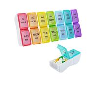Weekly Box Organiser Portable Storage Travel Boxes 7 Day 2 Times a with 14 Compartments Removable for Vitamins Supplements Detachable Easy to Open Food-Grade PP