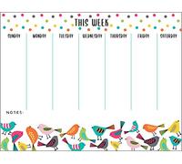 Weekly Calendar Planner Note Pad - Bright Birds with Attachable Magnet