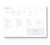Weekly Dashboard To-Do List Planner Notepad A4 - Undated Weekly Planner Pad with Habit Tracker, Notes & Categorised Sections - Minimalist Layout for Productivity & Organisation (Mono)