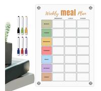 Weekly Diet Planner Magnetic, Fridge Meal Calendar | Acrylic Weekly R Meal Planner, 6 Colorful Pens -, Breakfast, Lunch G, Dinner Preparation for Dinner Prep