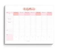 Weekly Hourly Planner Notepad, Daily Planner Desk Pad, Weekly Schedule, To Do List Note Pad, ADHD Planner | 50 Undated Tear Away Sheets | A4 (Pink)