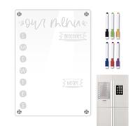 Weekly Magnetic Fridge Planner | Clear Acrylic Memo Pad with Markers - Weekly Fridge Magnet - for Kitchen Living Room Family