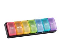Weekly Magnetic Pill Organizer, Removable Large Travel Pill Case, Medication Container for Vitamins and Supplements, Rainbow