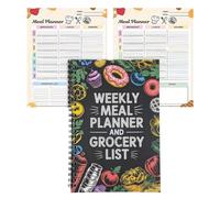Weekly Meal Planner,100 Pages Spiral Bound Weekly Schedule Journal - Meal Prep Notebook with Grocery Lists | for Mom Kitchen Home Workplace School College Gym