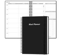 Weekly Meal Planner - A5 Weekly & Daily Meal Prep Journal with Shopping and Grocery Lists for Menu Planning, 93 Sheets/186 Pages Healthy Diet & Weight Loss Tracking, Undated, 52 Weeks, Black