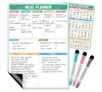 Weekly Meal Planner, Dry Eraser Meal Planner and Shopping List Magnetic Shopping List Board for Fridge Menu planner Board for Food Planning & Convenient Shopping, Includes 3 Pens & Healthy Food Chart