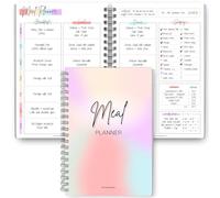 Weekly Meal Planner & Food Diary | Food Journal for Tracking Meals & Shopping, Grocery List | Meal Prep Planner | A5 Rainbow