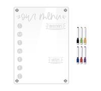 Weekly Meal Planner for - Clear Acrylic Whiteboard Erasable with Markers, Weekly Organizer Menus Whiteboard - Notes Tasks Shopping Kitchen & Home