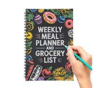 Weekly Meal Planner Notebook, 100 Pages Spiral Bound Schedule Organizer, Meal Planner Book with Grocery Lists, for Mom Kitchen Home Workplace School College Gym