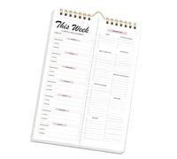 Weekly Meal Planner Notebook with Tearable Grocery Lists and Strong Spirals Binding for Organized Kitchen Refrigerator Diet Plan Notebook