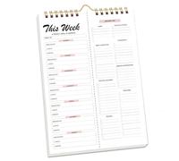 Weekly Meal Planner Notepad - 52 Sheets Grocery List Pad with Shopping List, Hanging Food Diary for Daily/Weekly Plan, Coil Binding, Perfect for Kitchen Counter or Office Desk (Style C)