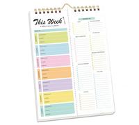 Weekly Meal Planner Notepad - 52 Sheets Grocery List Pad with Shopping List, Hanging Food Diary for Daily/Weekly Plan, Coil Binding, Perfect for Kitchen Counter or Office Desk (Style A)