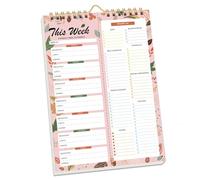Weekly Meal Planner Notepad - 52 Sheets Grocery List Pad with Shopping List, Hanging Food Diary for Daily/Weekly Plan, Coil Binding, Perfect for Kitchen Counter or Office Desk (Style D)