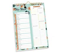 Weekly Meal Planner Notepad - 52 Sheets Grocery List Pad with Shopping List, Hanging Food Diary for Daily/Weekly Plan, Coil Binding, Perfect for Kitchen Counter or Office Desk (Style E)