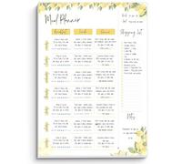Weekly Meal Planner Notepad, Food Diary, Meal Diet Desk Pad & Nutrition Tracker Note Pad, Grocery List | 50 Undated Tear Away A4 Pages (Lemon)