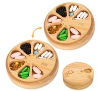 Weekly Medication Pill Organiser Box Pill Box Wooden Tablet Organiser 2 Times a Day Tablet Box Supplement Organiser AM PM Travel Pill Case Medicine Storage Box for Medication Vitamins Fish Oils